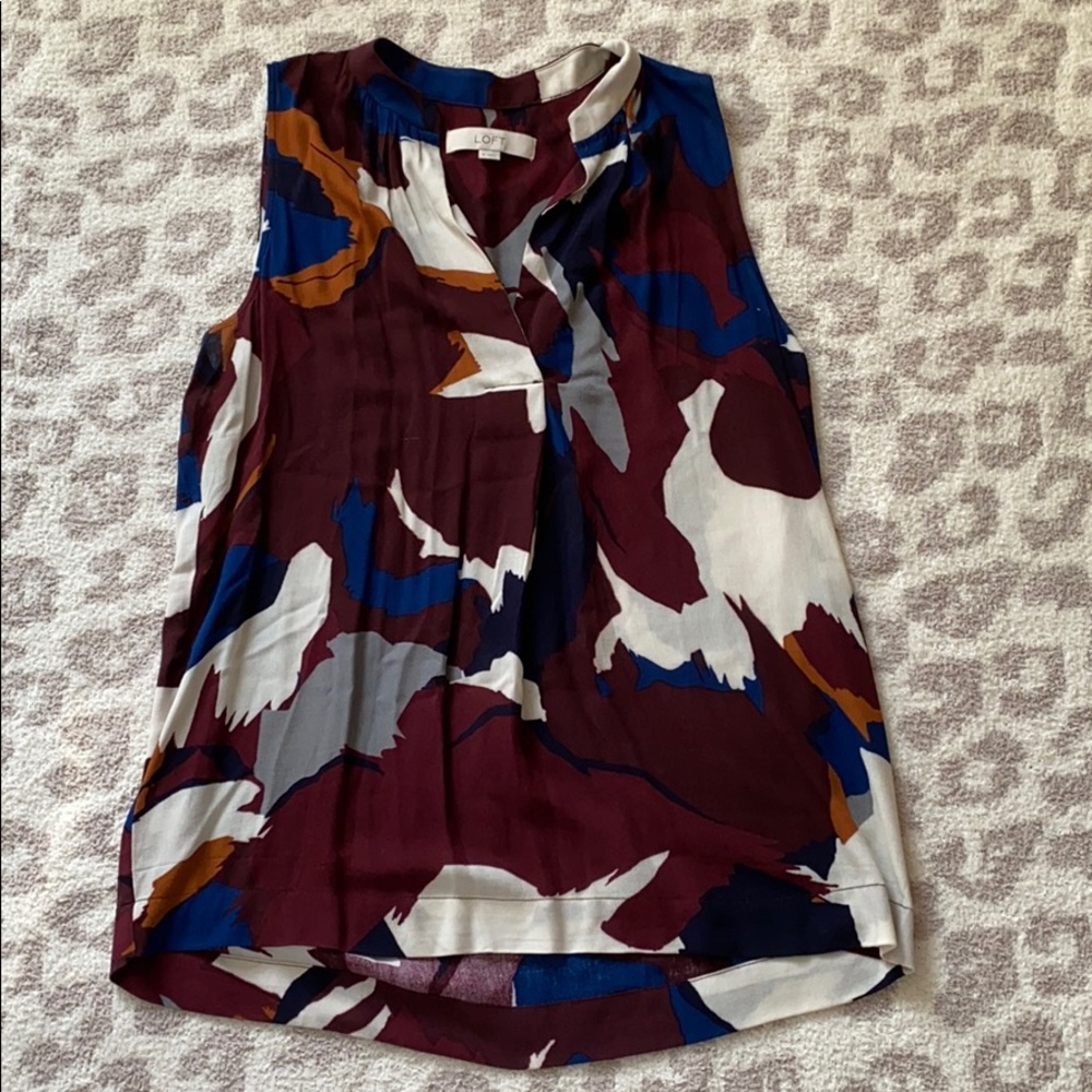 Loft Burgundy, Navy, copper, and White Dressy Tank - Picture 3 of 6